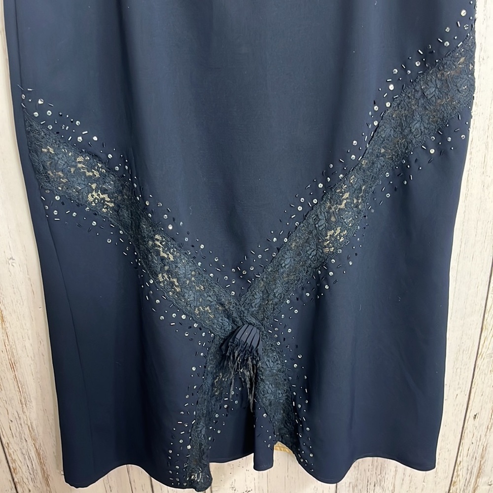 Mother of the Bride Navy Blue Skirt Set Beaded Size 16 - Picture 12 of 16